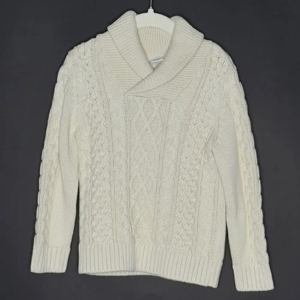 babyGap 3 Years NEW Cable Knit Collared Sweater Cream Tan Shawl Grandpa